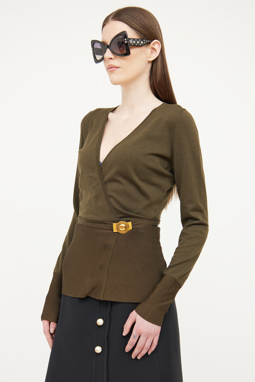 Gucci Green Belted Cardigan
