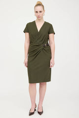 Gucci Wool Belted Drape Dress