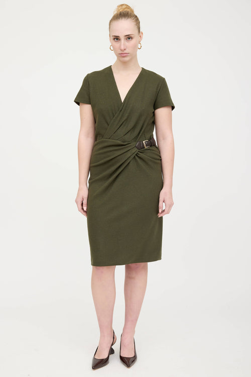 Gucci Wool Belted Drape Dress