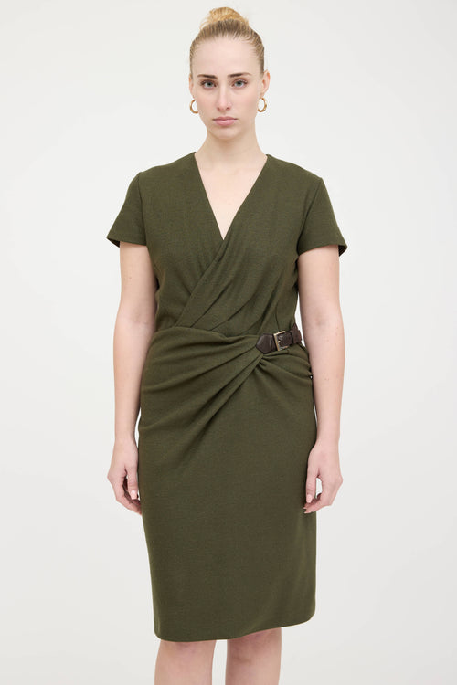 Gucci Wool Belted Drape Dress