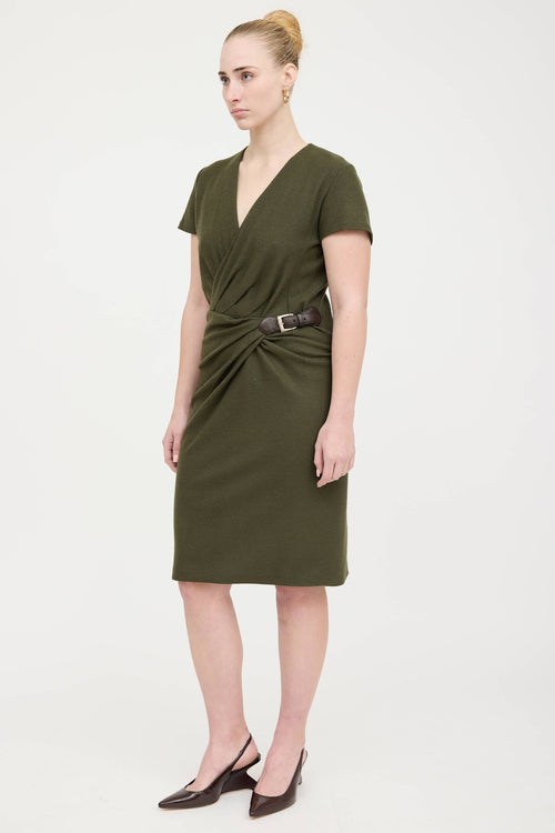 Gucci Wool Belted Drape Dress