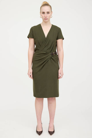 Gucci Wool Belted Drape Dress