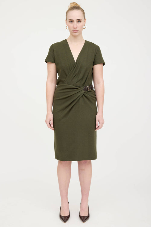 Gucci Wool Belted Drape Dress