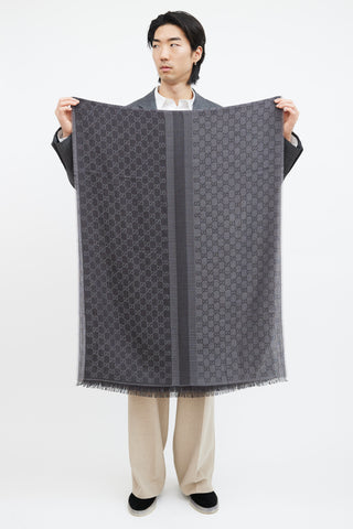 Gucci Grey & Black Guccissima Scarf