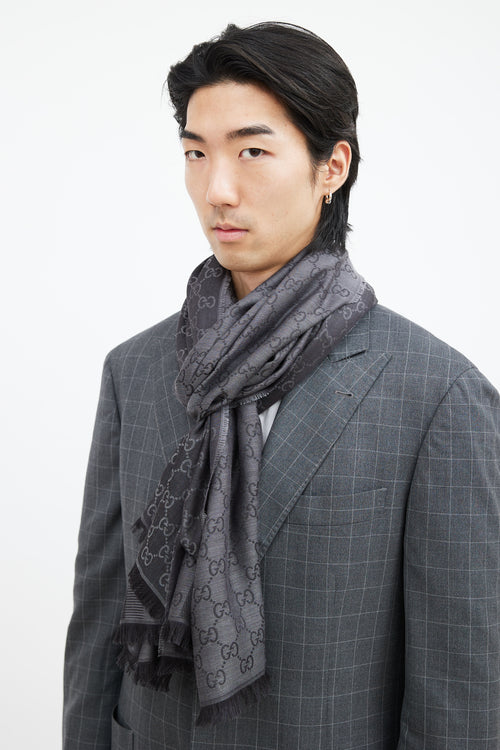 Gucci Grey & Black Guccissima Scarf