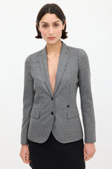 Gucci Grey & Black Wool Logo Blazer