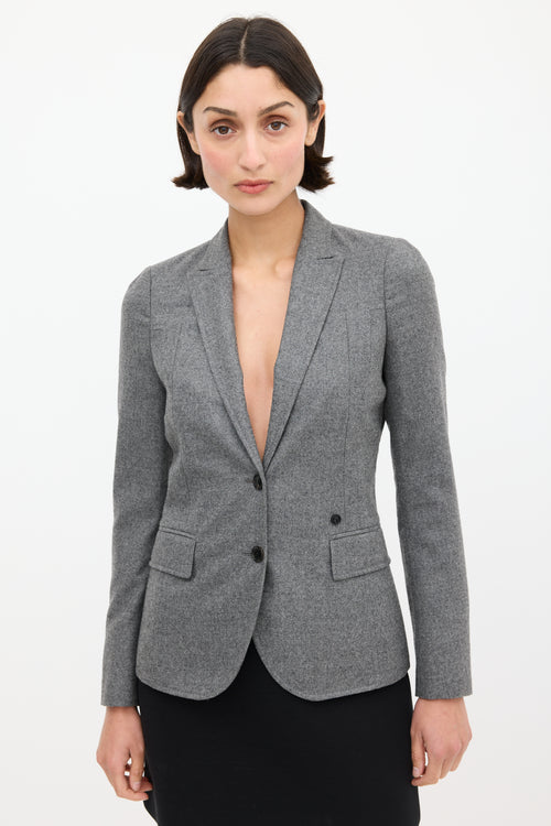 Gucci Grey & Black Wool Logo Blazer