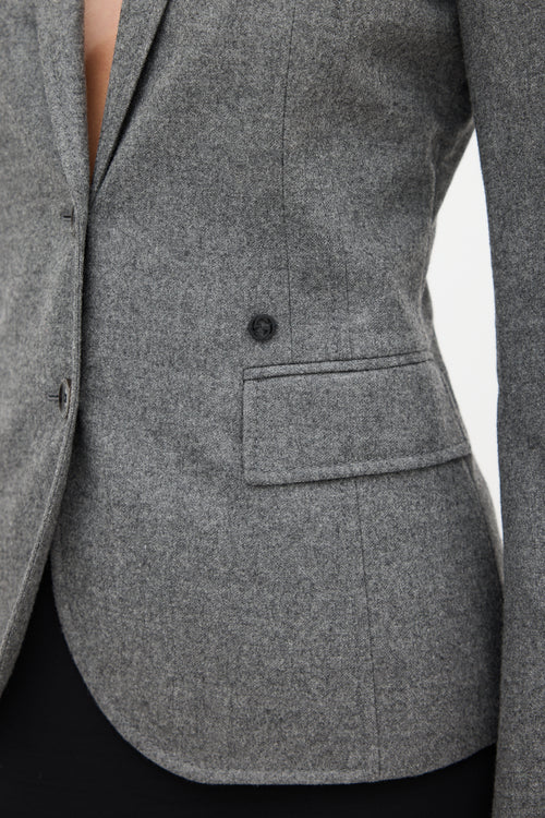 Gucci Grey & Black Wool Logo Blazer