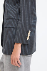 Gucci Grey & Blue Wool Monogram Blazer