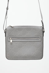 Gucci Grey GG Monogram Perforated Leather Crossbody Bag