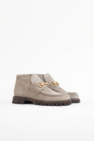 Gucci Suede Horsebit Ankle Loafer