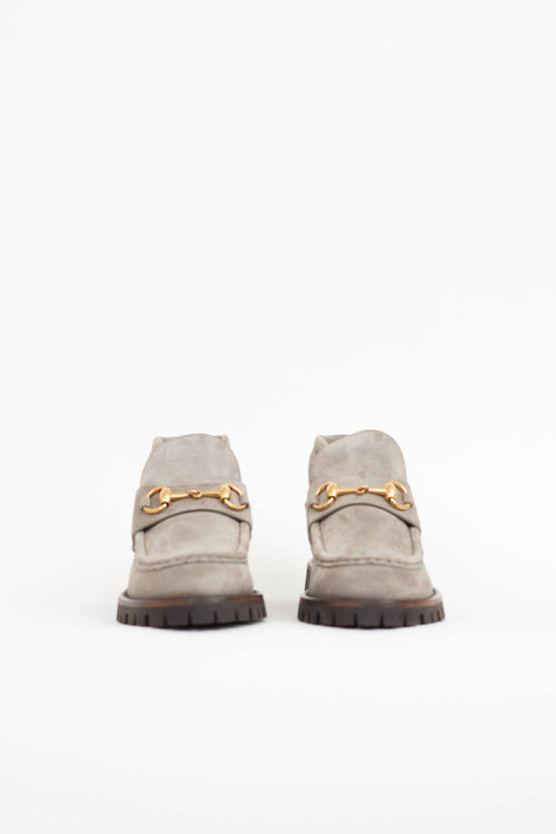 Gucci Suede Horsebit Ankle Loafer