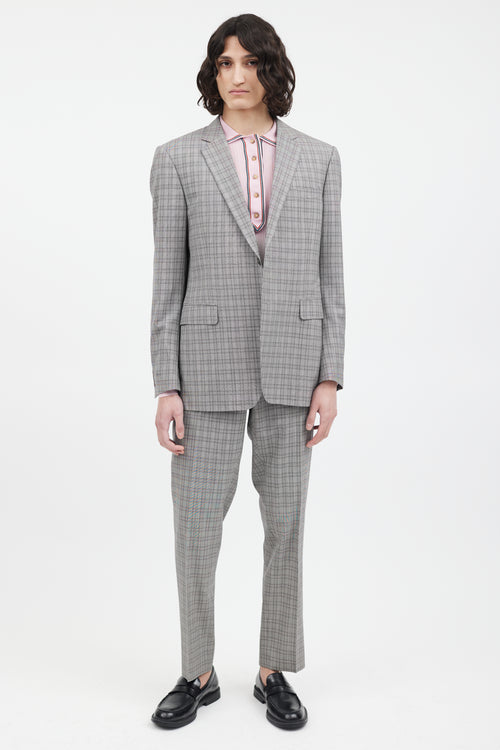 Gucci Grey & Multi Plaid Pant Suit