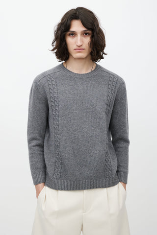 Gucci Grey & Multicolour Wool Knit Sweater