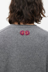 Gucci Grey & Multicolour Wool Knit Sweater