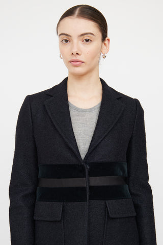 Gucci Black Wool & Panel Detail Waist Jacket