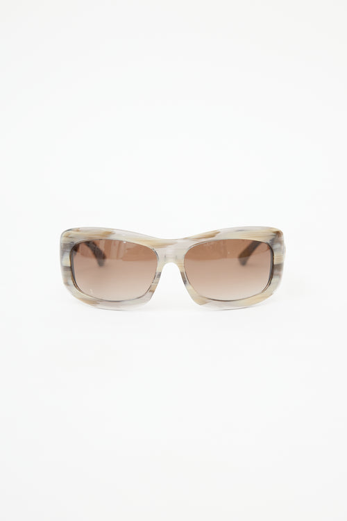 Gucci Grey & White GG2971 Rectangular Sunglasses