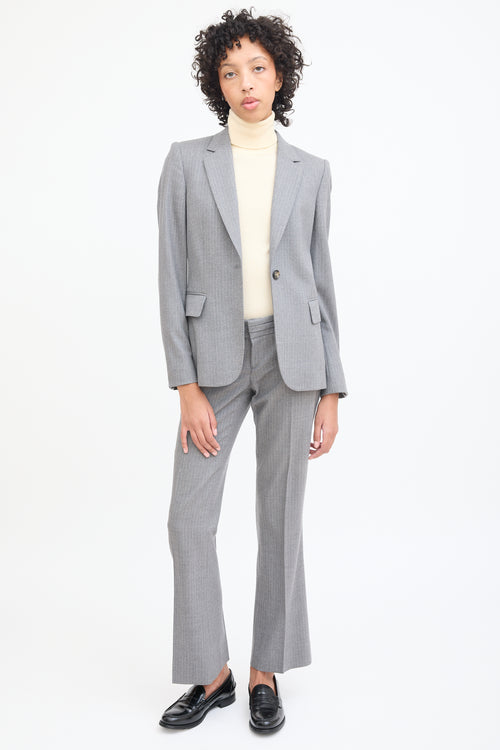 Gucci Grey & White Wool Pinstripe Blazer