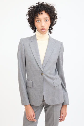 Gucci Grey & White Wool Pinstripe Blazer