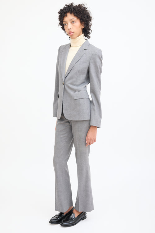 Gucci Grey & White Wool Pinstripe Blazer