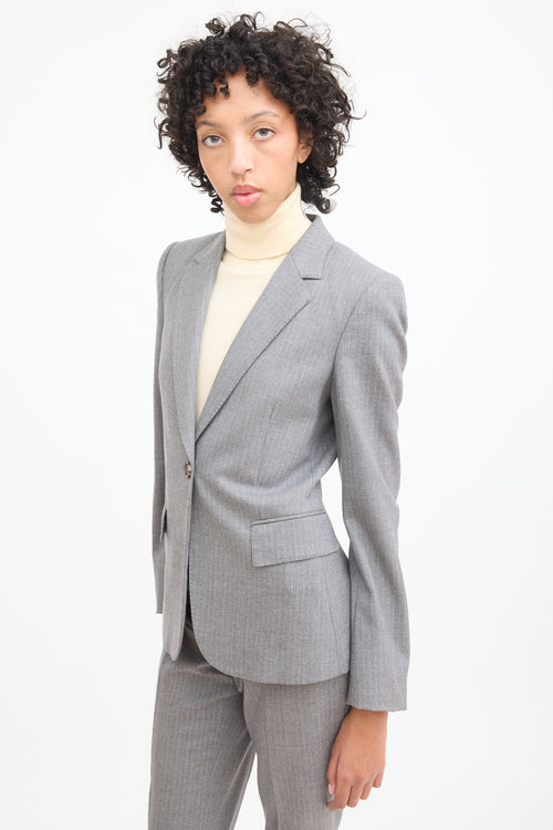 Gucci Grey & White Wool Pinstripe Blazer