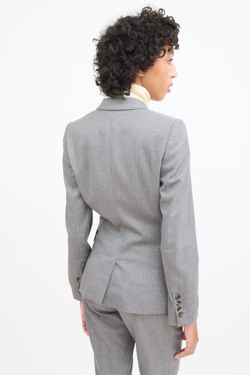 Gucci Grey & White Wool Pinstripe Blazer