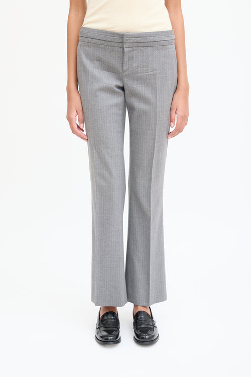 Gucci Grey & White Wool Pinstripe Trouser