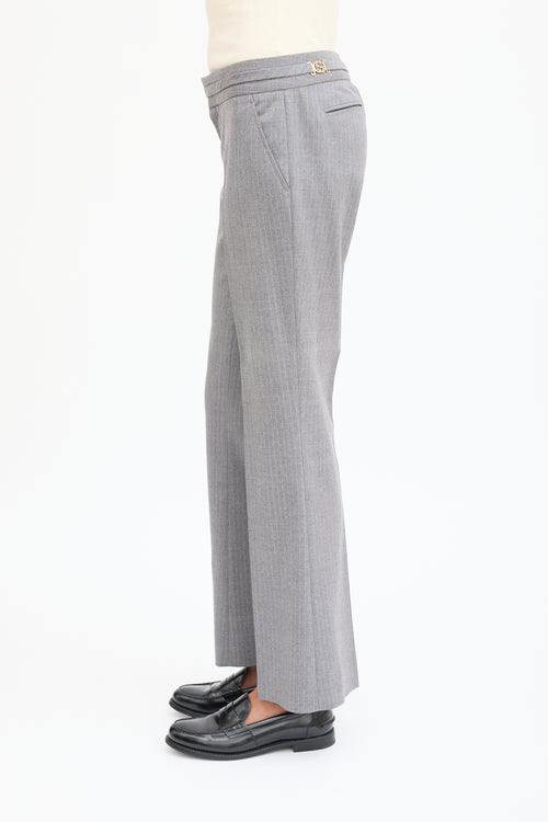 Gucci Grey & White Wool Pinstripe Trouser