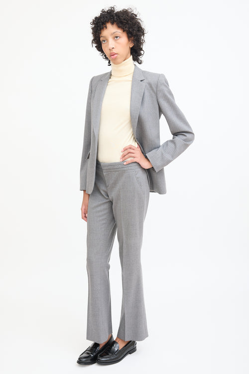 Gucci Grey & White Wool Pinstripe Trouser