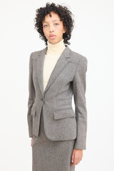 Gucci Grey Wool Tweed Blazer