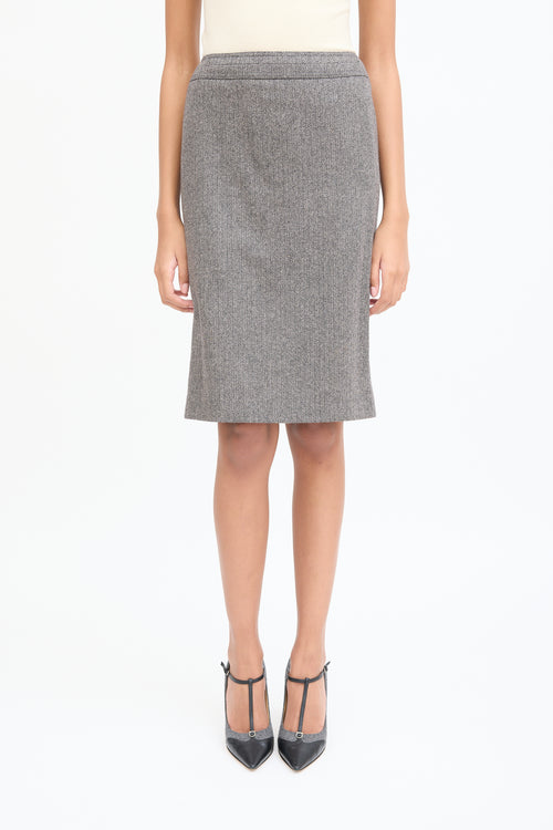 Gucci Grey Wool Tweed Skirt