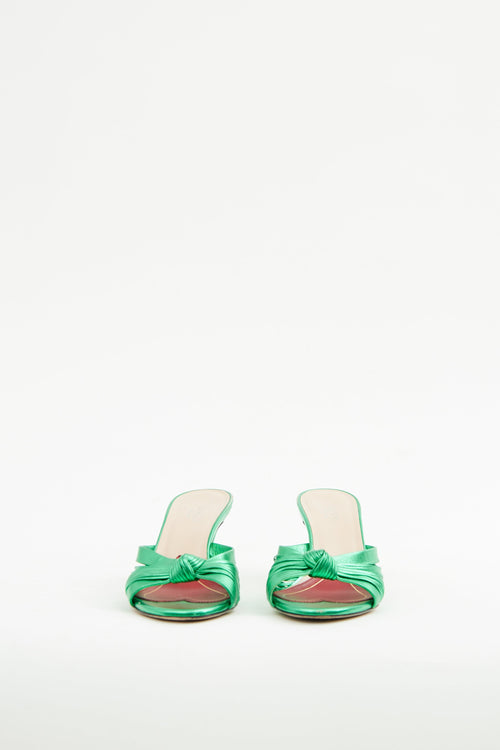 Gucci Green Metallic Knotted Heel