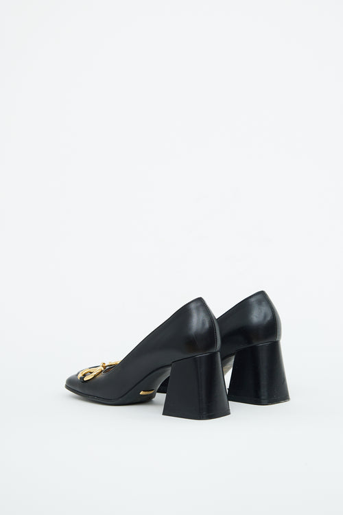 Gucci Black Horsebit Block Heel