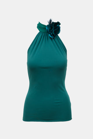 Gucci Jersey & Silk Rosette Top