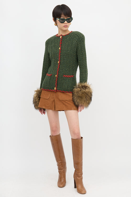 Gucci Knit Fur Trim Jacket