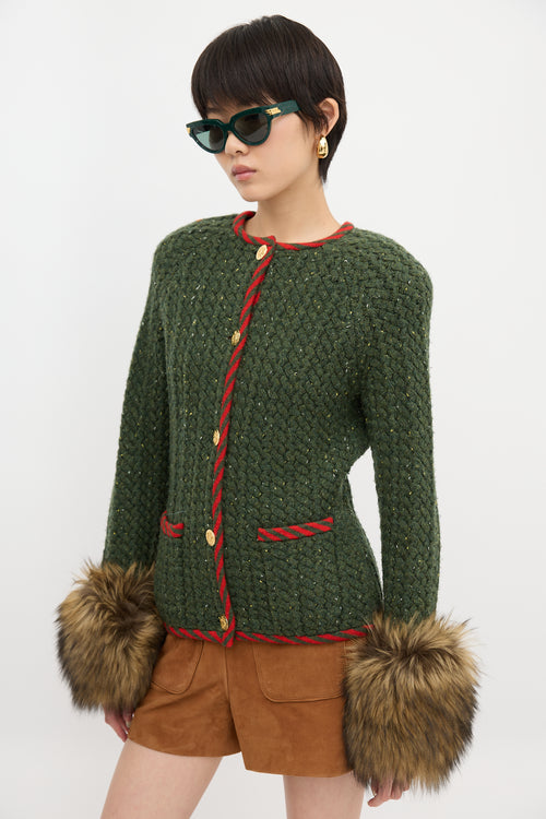 Gucci Knit Fur Trim Jacket