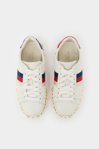 Gucci Leather Ace Embellished Sneaker