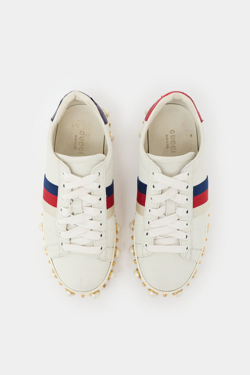 Gucci Leather Ace Embellished Sneaker