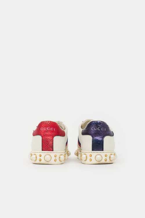 Gucci Leather Ace Embellished Sneaker