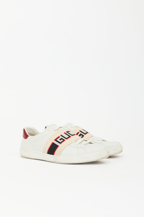 Gucci Leather Ace Logo Stripe Sneaker