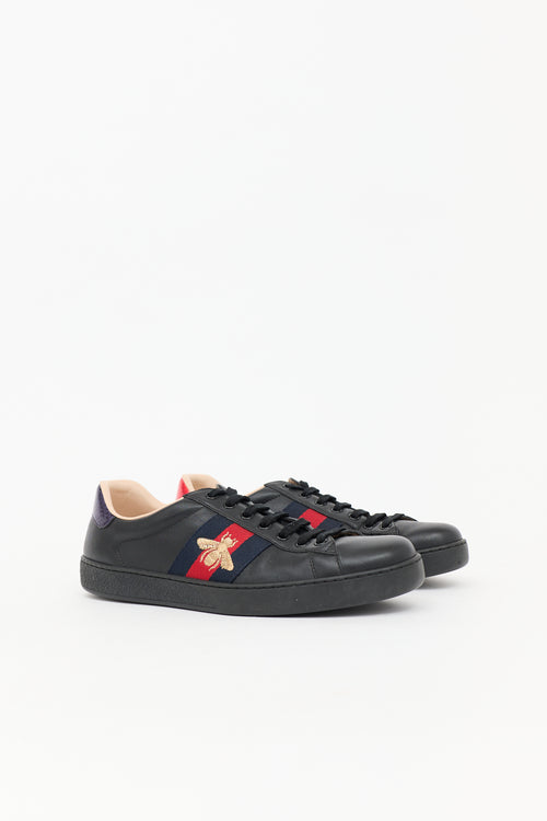 Gucci Leather Ace Web Sneaker