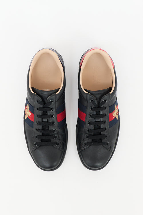 Gucci Leather Ace Web Sneaker