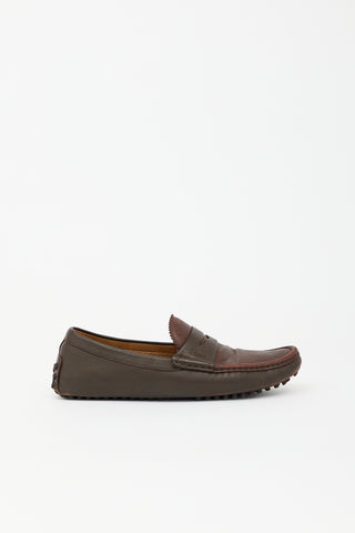 Gucci Leather Diamante Penny Loafer