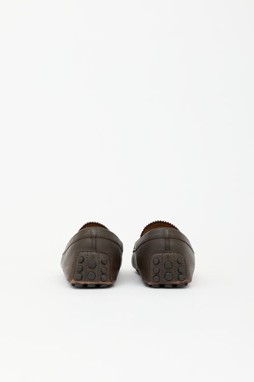 Gucci Leather Diamante Penny Loafer