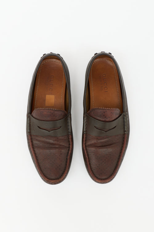 Gucci Leather Diamante Penny Loafer