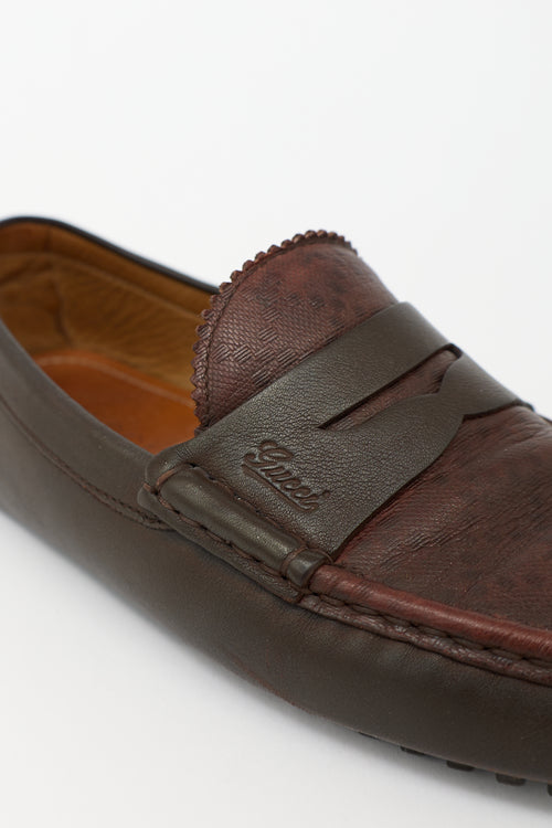 Gucci Leather Diamante Penny Loafer