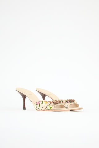 Gucci Leather & Floral Canvas Mule