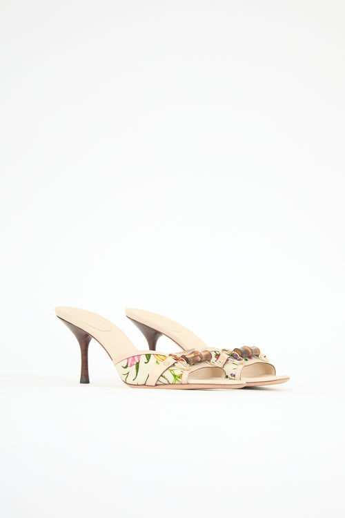 Gucci Leather & Floral Canvas Mule