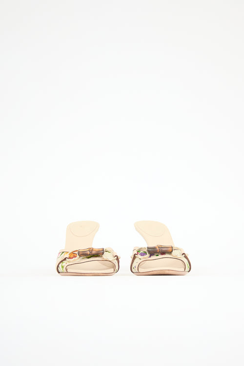 Gucci Leather & Floral Canvas Mule