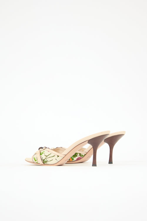 Gucci Leather & Floral Canvas Mule